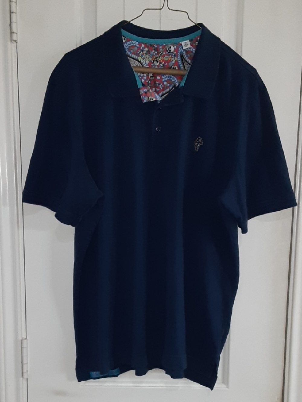 Robert Graham Men's Lucifer Skull/Mushroom Classic Fit Polo Shirt XXL Navy Blue